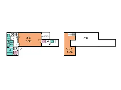 ガーデンPLUS黒髪(1SK/1階)の間取り写真