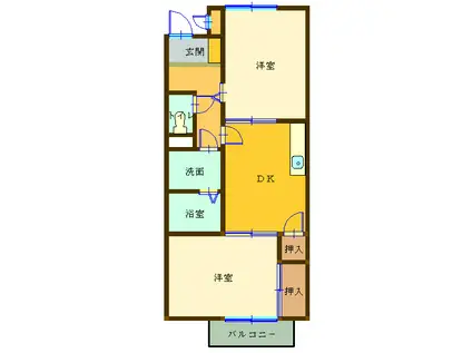 サープラス石塚A(2DK/2階)の間取り写真
