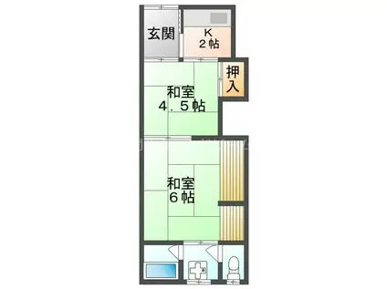栄町文化(2K/2階)の間取り写真