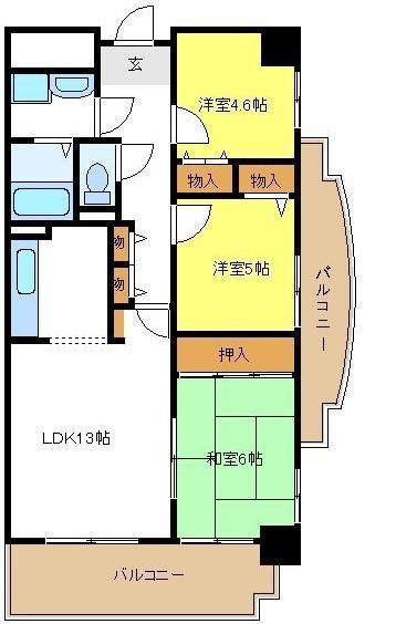 レジェロ住之江(3LDK/2階)の間取り写真