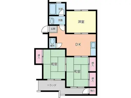 ヴィラ栗林(3DK/1階)の間取り写真