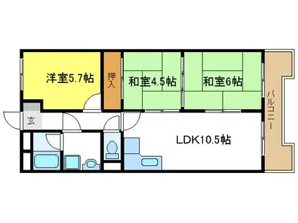 グローバルハイツ(3LDK/3階)の間取り写真