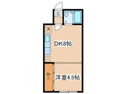 パークサイドマンション(1DK/4階)の間取り写真