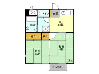 コスモシティ岡野B棟(2K/2階)の間取り写真