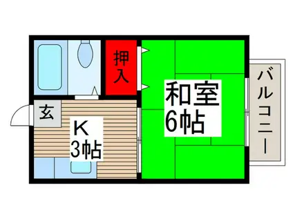 秋津ハイム(1K/2階)の間取り写真