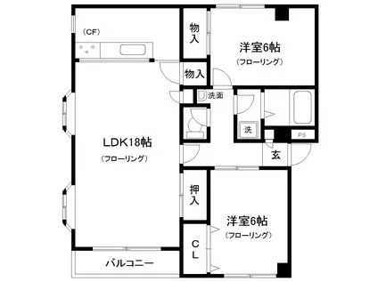 シカモア(2LDK/3階)の間取り写真