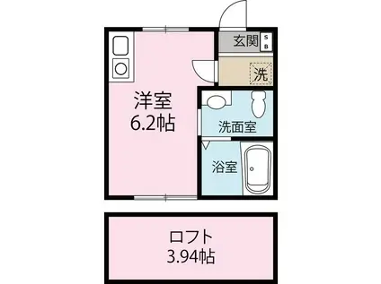 カーサ・デ・ソル横濱(ワンルーム/1階)の間取り写真