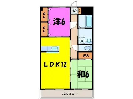 ナヌムIWAO(2LDK/2階)の間取り写真