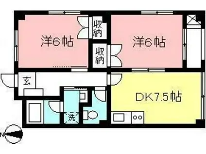 S・S・K桜丘(2DK/3階)の間取り写真