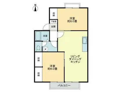 フォブールアベリアB(2LDK/1階)の間取り写真