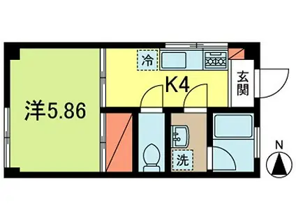 三井マンション(1K/2階)の間取り写真