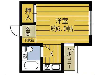 ＪＲ日豊本線 大分駅 徒歩25分 3階建 築44年(1K/2階)の間取り写真