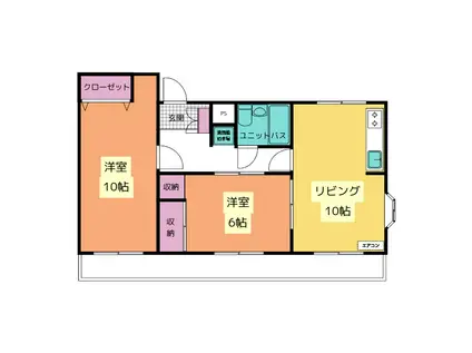 星野マンション 南棟(2LDK/3階)の間取り写真
