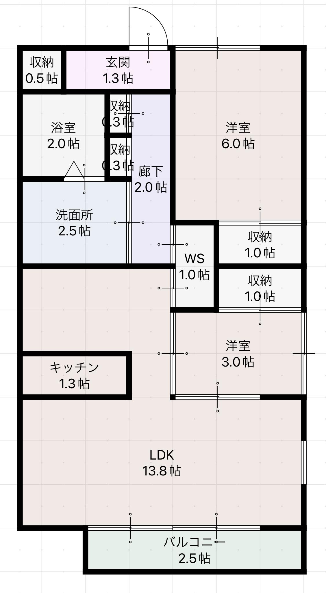 ドミール中津川(2LDK/2階)の間取り写真