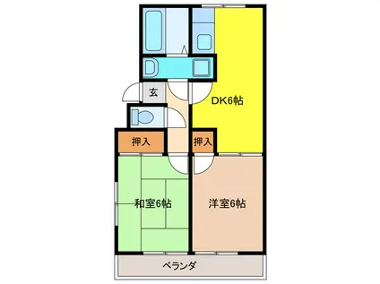 メゾン羽根西(2DK/1階)の間取り写真