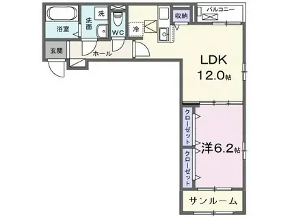 テンピィオプリマ(1LDK/1階)の間取り写真