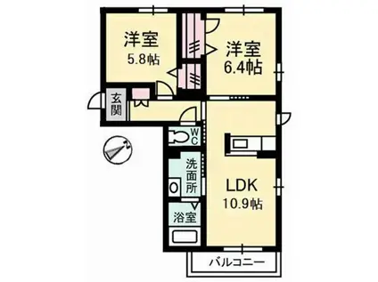 シャーメゾンZEN(2LDK/2階)の間取り写真