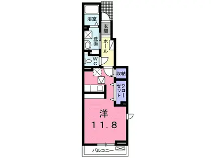 IXI II(ワンルーム/1階)の間取り写真