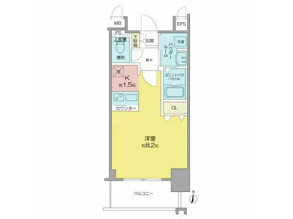 プレサンス名古屋STATIONアブソリュート(1K/6階)の間取り写真