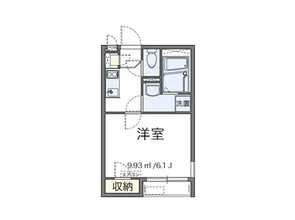 メトロノーム坂下(1K/2階)の間取り写真