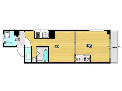 KMコート(1DK/2階)の間取り写真
