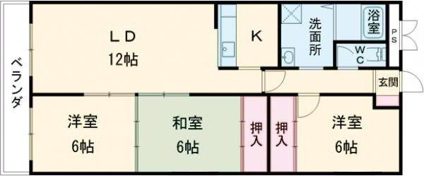 Jステージ日の出(3LDK/1階)の間取り写真