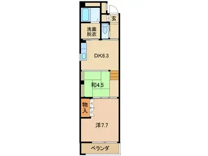 ヤマイチPLAZA吉田II(2DK/4階)の間取り写真
