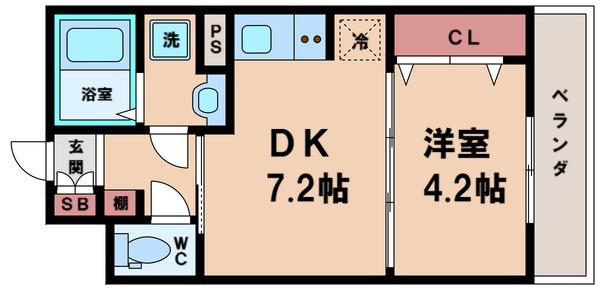 リアライズ長居公園通(1DK/1階)の間取り写真