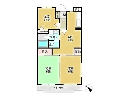 エントピア(3DK/1階)の間取り写真