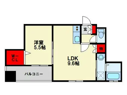 MUU.黒崎(1LDK/4階)の間取り写真