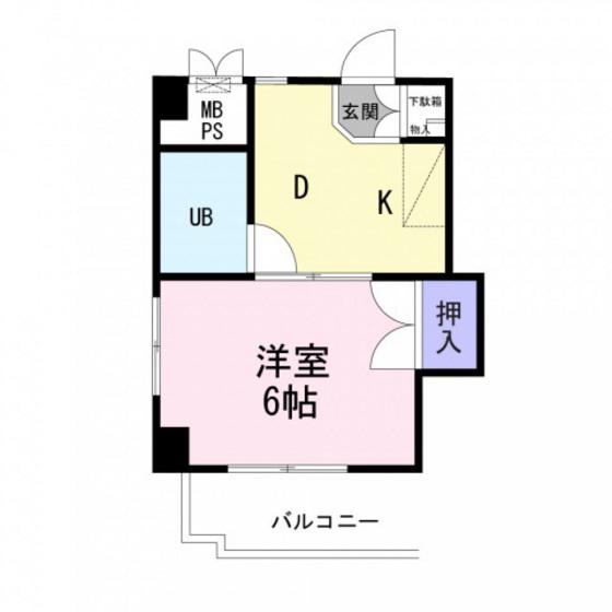 中山南ビル(1DK/3階)の間取り写真