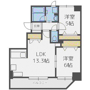 エルミタージュ琴似(2LDK/3階)の間取り写真