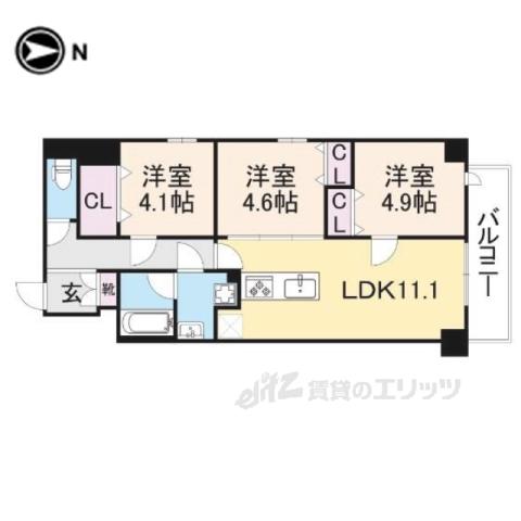 プレサンスNEO新深江リュミエル(3LDK/7階)の間取り写真