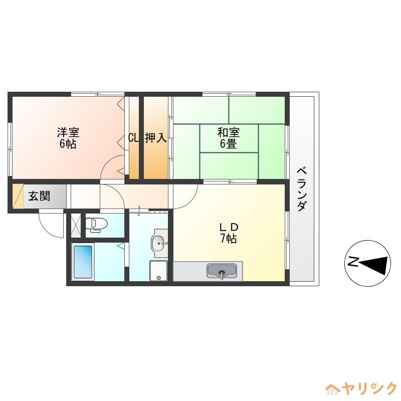 グレイスアサヒ(2DK/2階)の間取り写真