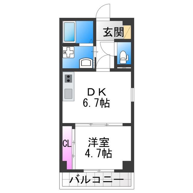 GARDENIA天王寺南(1DK/3階)の間取り写真