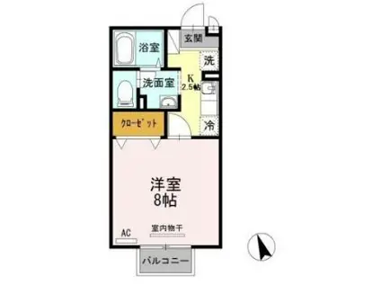 セジュール 久松台(1K/2階)の間取り写真