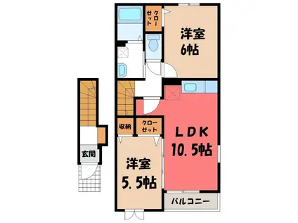 SAKURA(2LDK/2階)の間取り写真