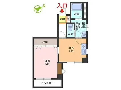 シャンパーニュ909(1DK/2階)の間取り写真