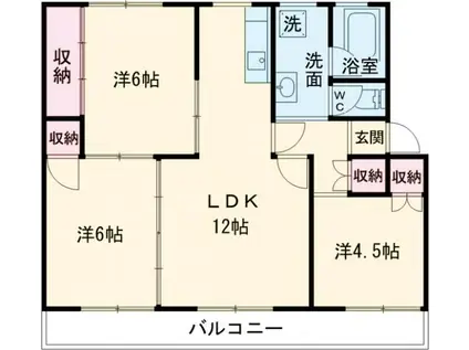 プレジデント津新町(3LDK/4階)の間取り写真