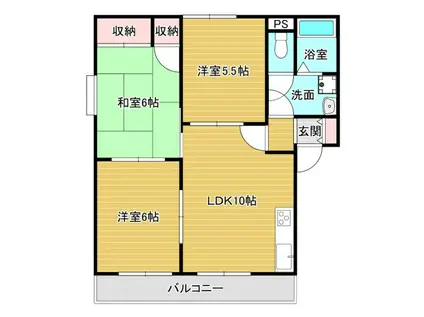 新栄プロパティー千代田(3LDK/2階)の間取り写真