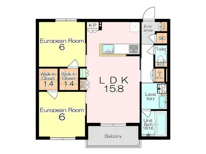 山田1丁目マンション(2LDK/3階)の間取り写真