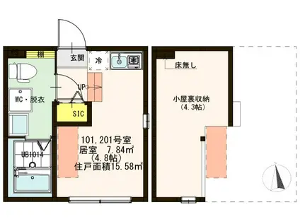 ハーモニーテラス足立VI(ワンルーム/1階)の間取り写真