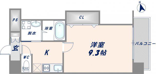 ラグゼ布施北I(1K/10階)の間取り写真