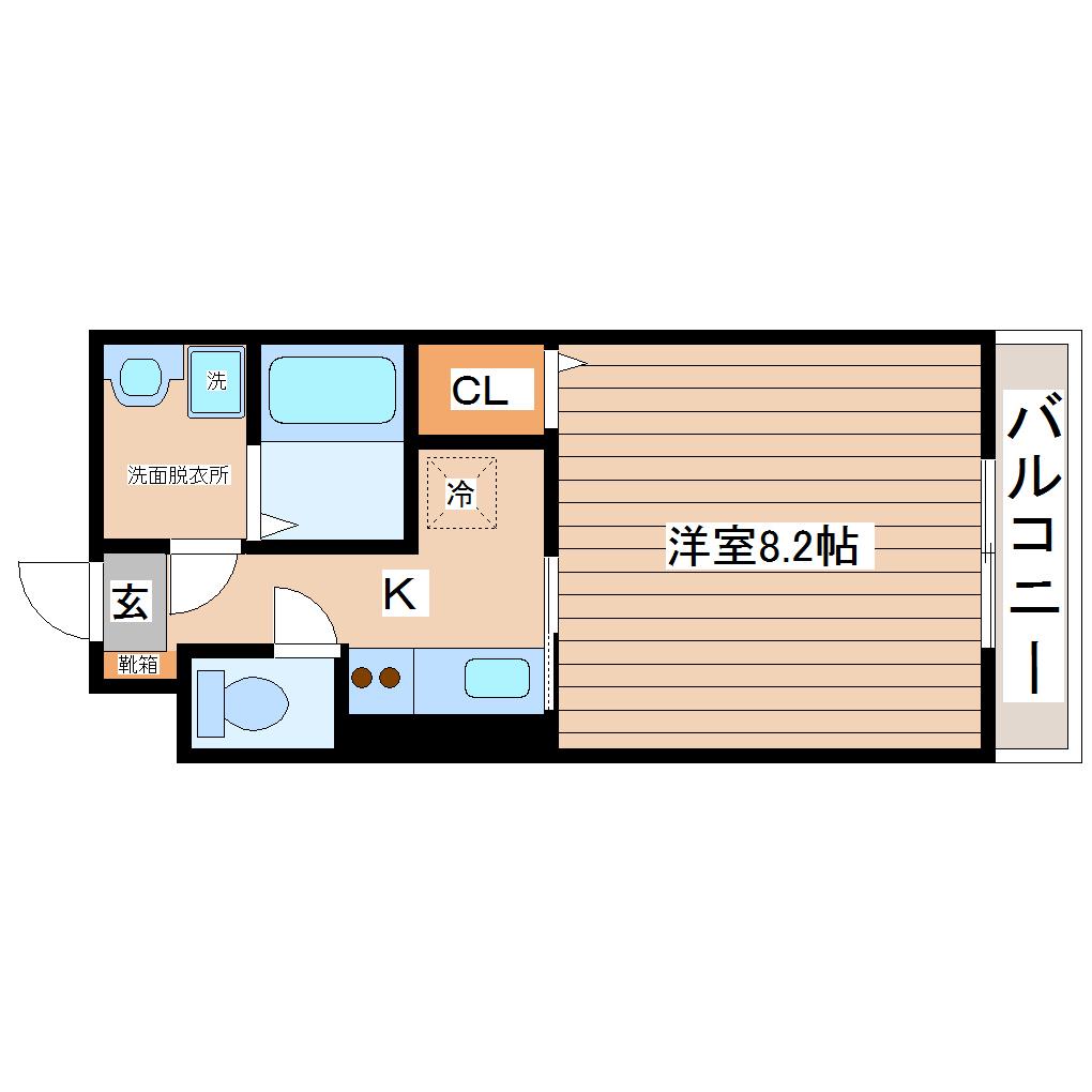 マックス河原町駅(1K/1階)の間取り写真