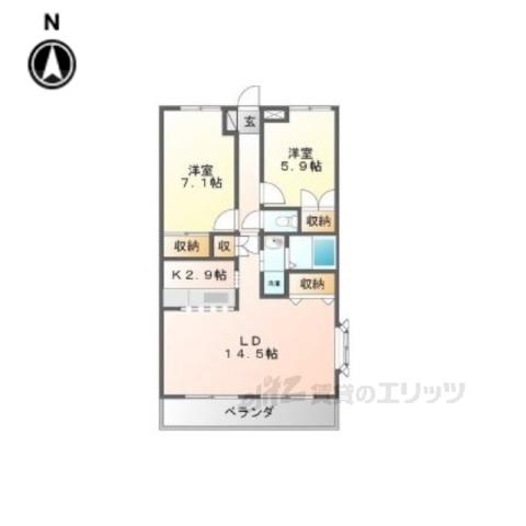 グランファミーユCルミエール(2LDK/2階)の間取り写真
