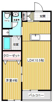 HARU(1LDK/1階)の間取り写真