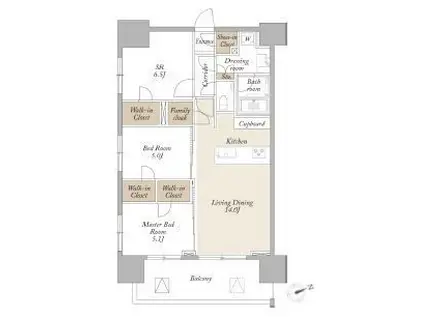 ライトテラス新宿御苑(3LDK/17階)の間取り写真