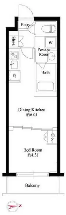 ハーモニーレジデンス新宿四谷 5階階 間取り