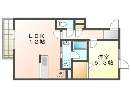 サンリバー富岡(1LDK/1階)の間取り写真