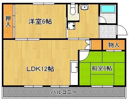 ヴィラナリー中間II3号棟(2LDK/3階)の間取り写真